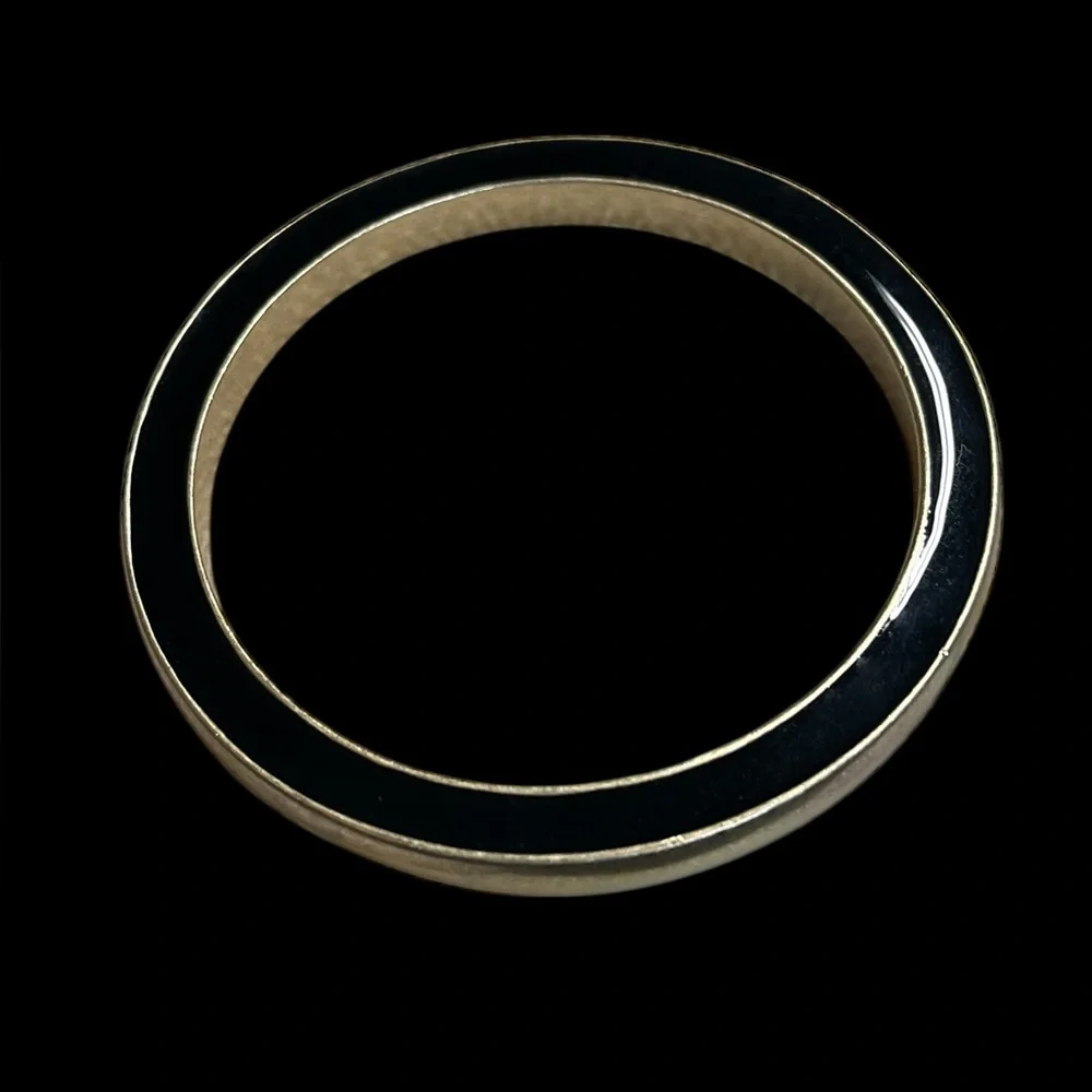 Yosca Black Enamel and Gold-Tone Women's Bangle Bracelet - Picture 1 of 3